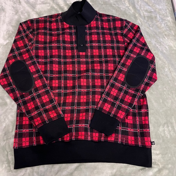 Ted Baker London Bennev Plaid Rugby Polo in Red - Picture 1 of 8